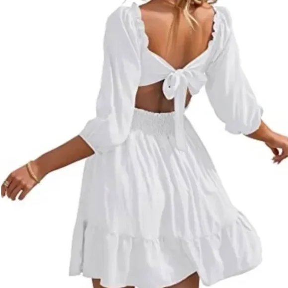 Phortric White Latern sleeve dress - Picture 4 of 7